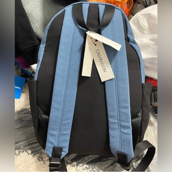 Brand New Unisex Calvin Klein Large Canvas Backpack With Exterior Leather Patch - Picture 7 of 8